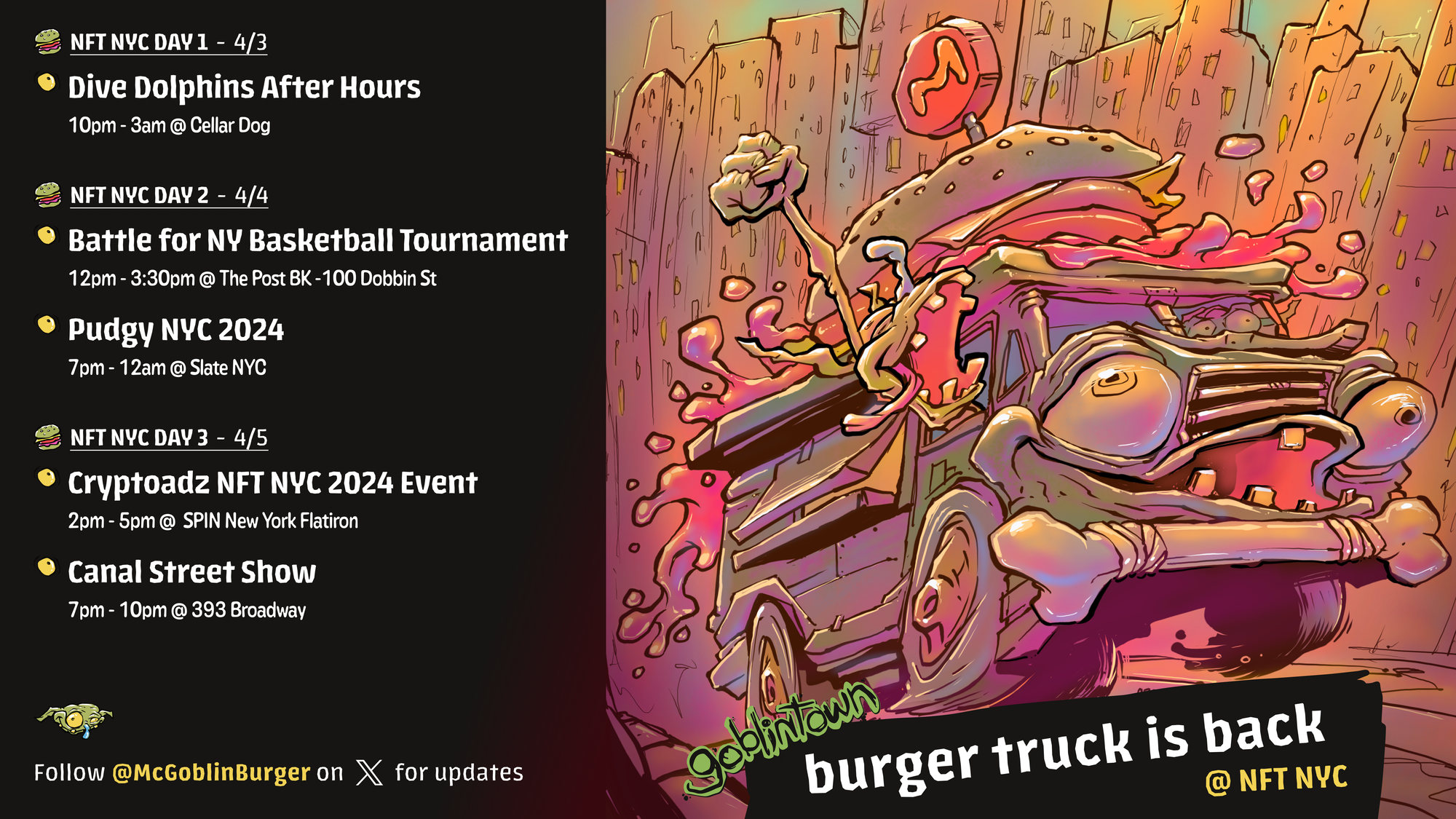 Burgers are Back! TODAY the McGoblinburger Truck Returns